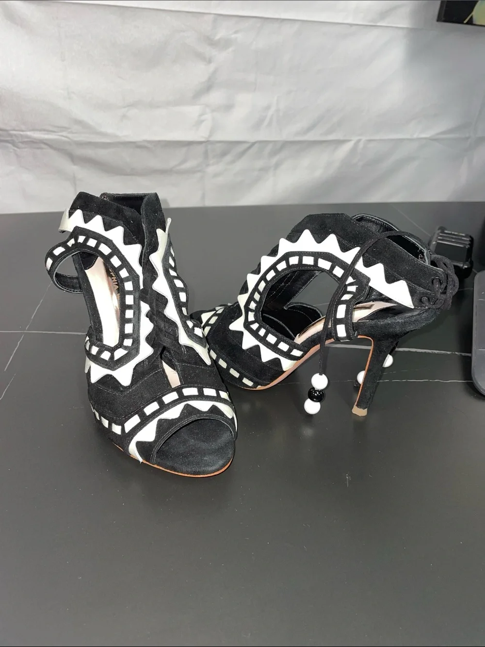 SOPHIA WEBSTER RIKO SUEDE AND LEATHER HEELS FTL-08-200